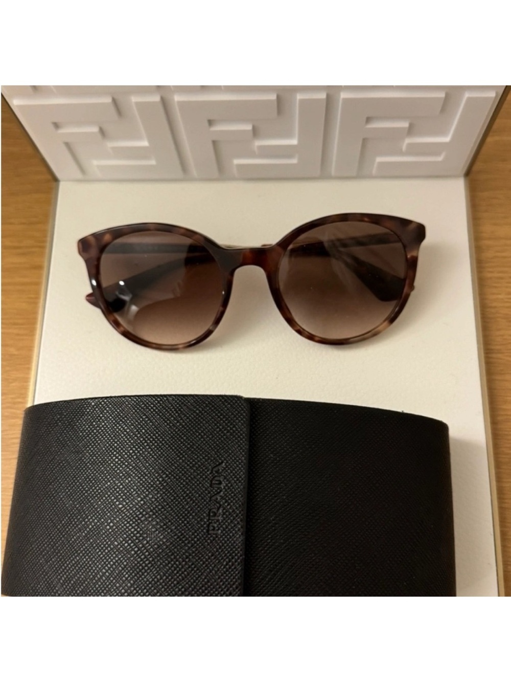 Prada Tortoiseshell Cat-Eye Sunglasses with Brown Gradient Lenses